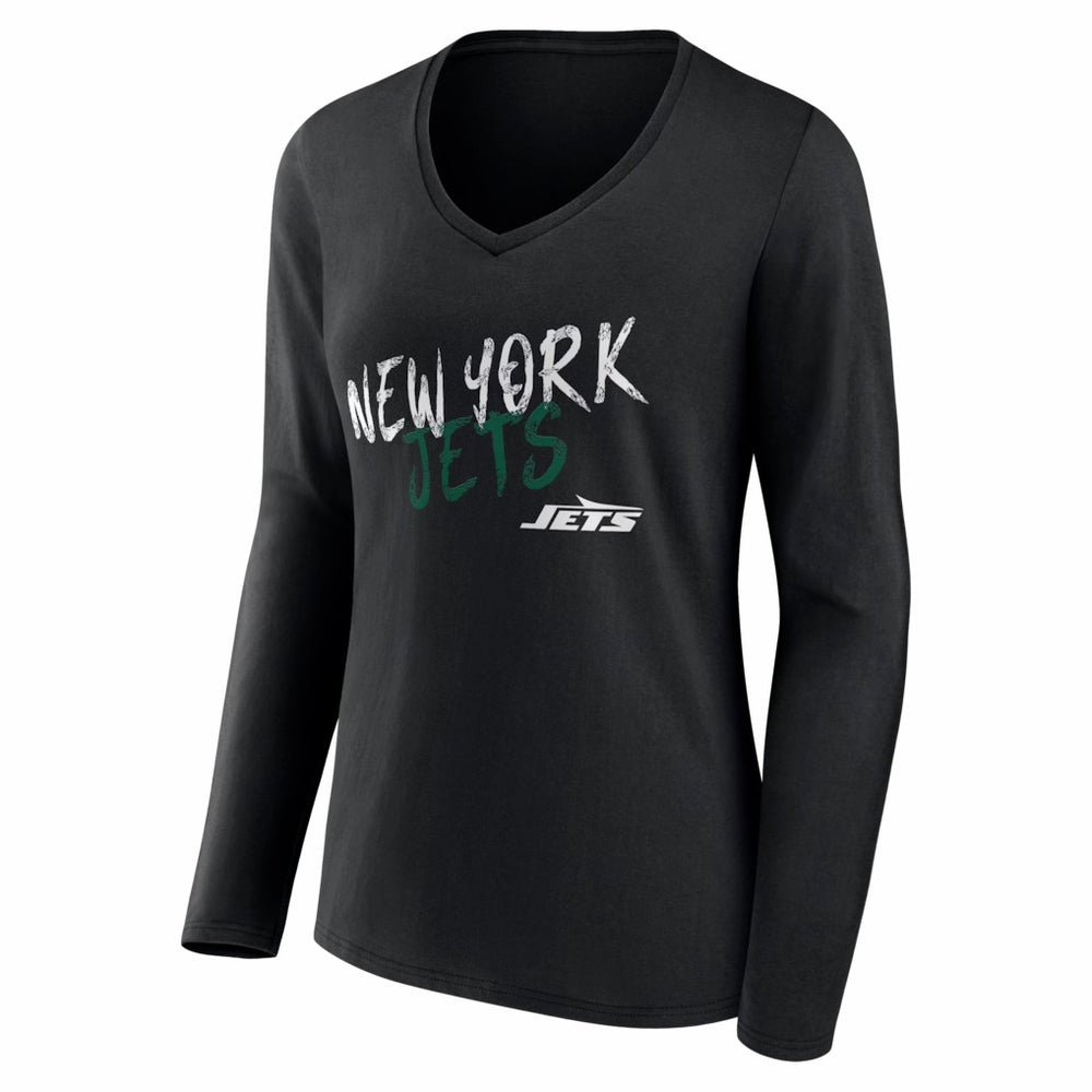 New York Jets Women's Hustle Long Sleeve V-Neck T-Shirt Black | NFL