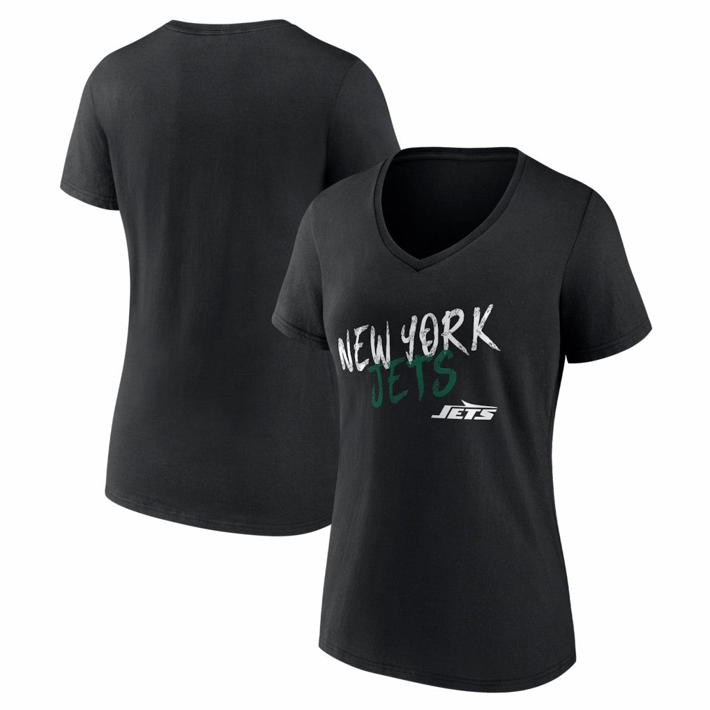 New York Jets Women's Hustle V-Neck T-Shirt Black | NFL