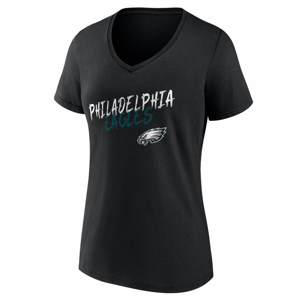 Philadelphia Eagles Women's Hustle V-Neck T-Shirt Black | NFL
