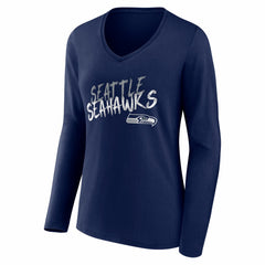 Seattle Seahawks Women's Hustle Long Sleeve V-Neck T-Shirt College Navy | NFL