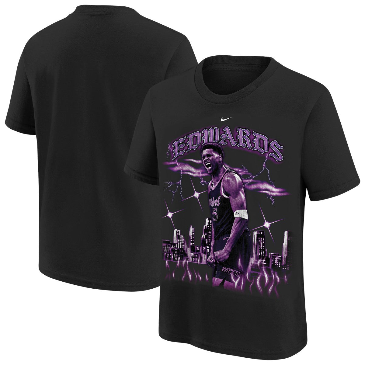 Anthony Edwards Minnesota Timberwolves Youth City Edition Player T-Shirt Black - NBA