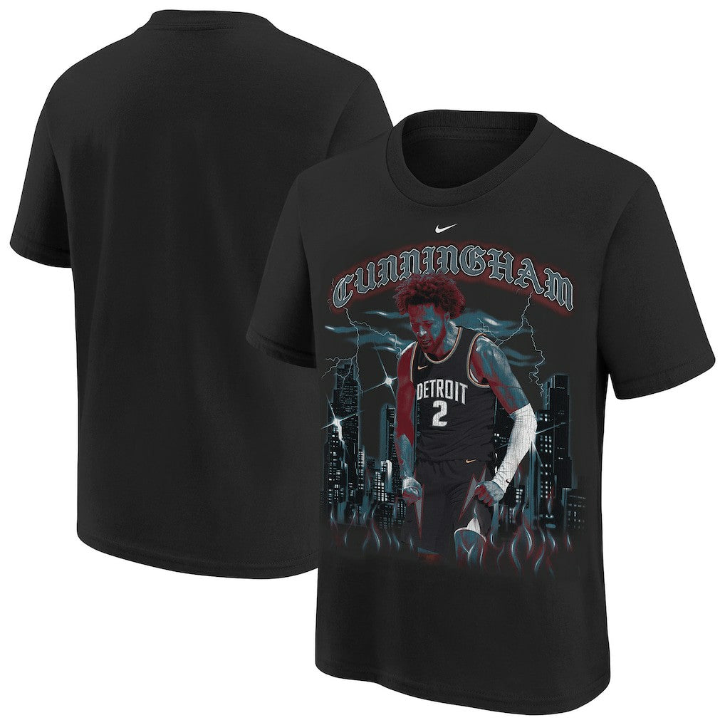 Cade Cunningham Detroit Pistons Youth City Edition Player T-Shirt Black - NBA