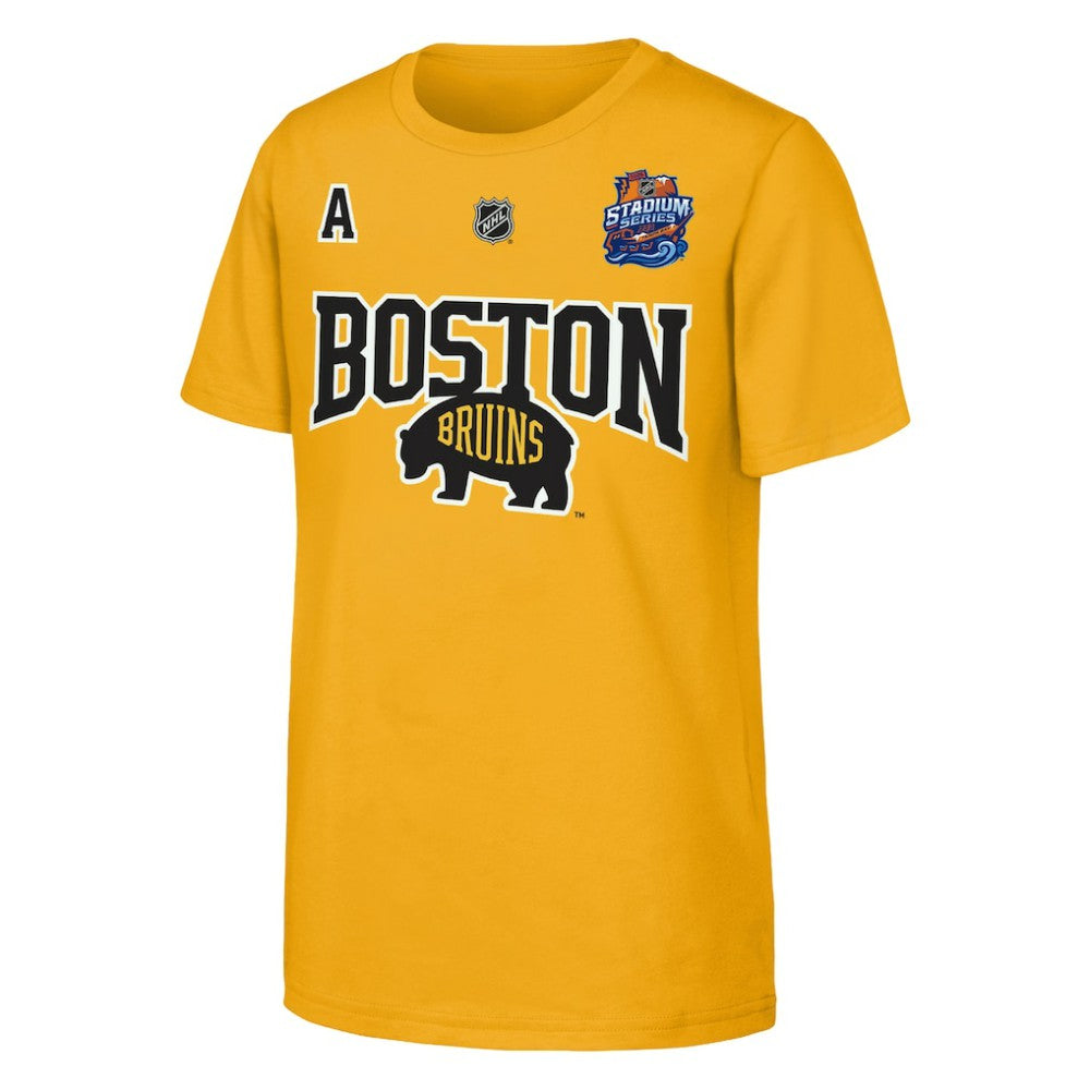 David Pastrnak Boston Bruins Fanatics Youth Alternate Captain 2026 Stadium Series T-Shirt - Gold - NHL