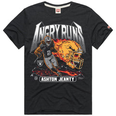 Ashton Jeanty Las Vegas Raiders Homage Unisex Angry Runs Player Graphic Tri-Blend T-Shirt Charcoal | NFL