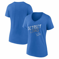 Detroit Lions Women's Hustle V-Neck T-Shirt Blue | NFL