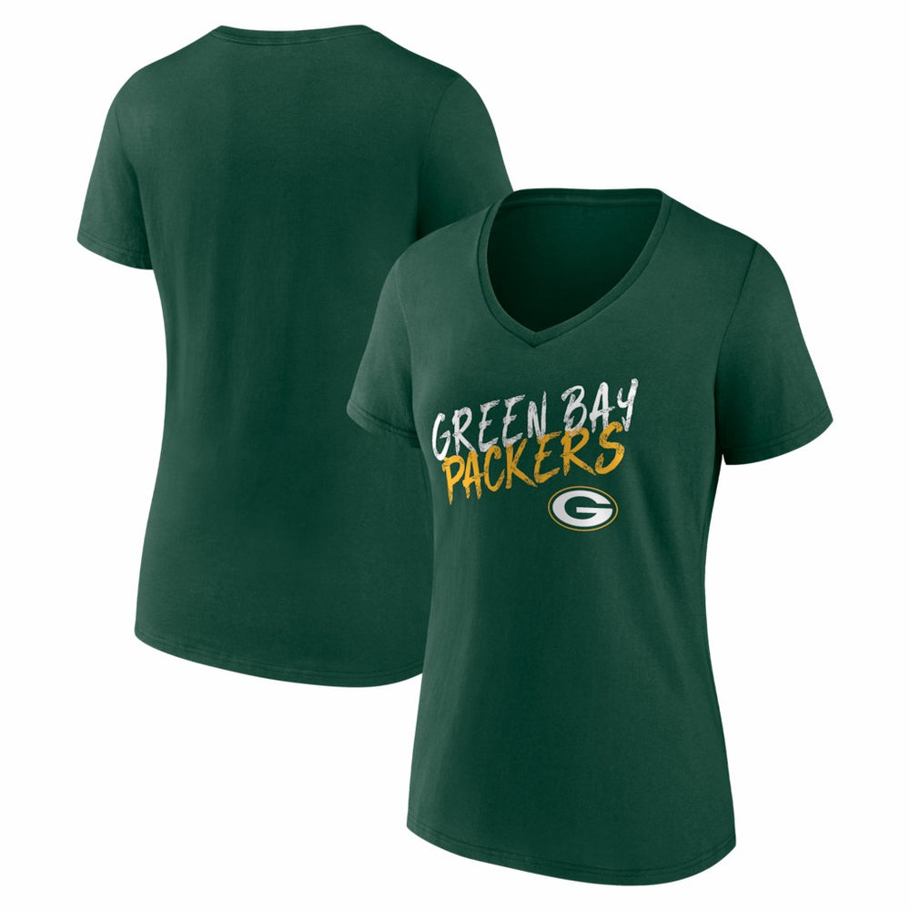 Green Bay Packers Women's Hustle V-Neck T-Shirt Green | NFL