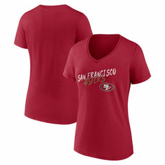 San Francisco 49ers Women's Hustle V-Neck T-Shirt Scarlet | NFL