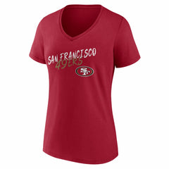 San Francisco 49ers Women's Hustle V-Neck T-Shirt Scarlet | NFL