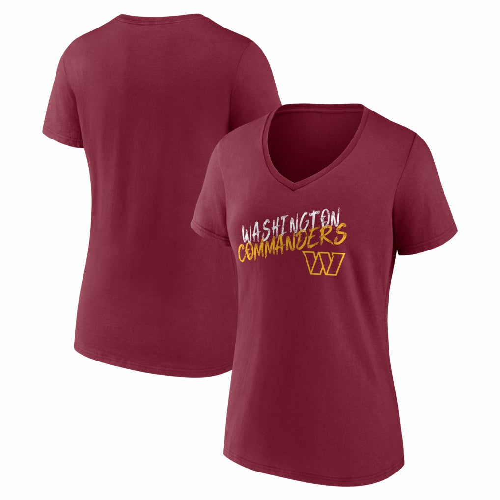 Washington Commanders Women's Hustle V-Neck T-Shirt Burgundy | NFL