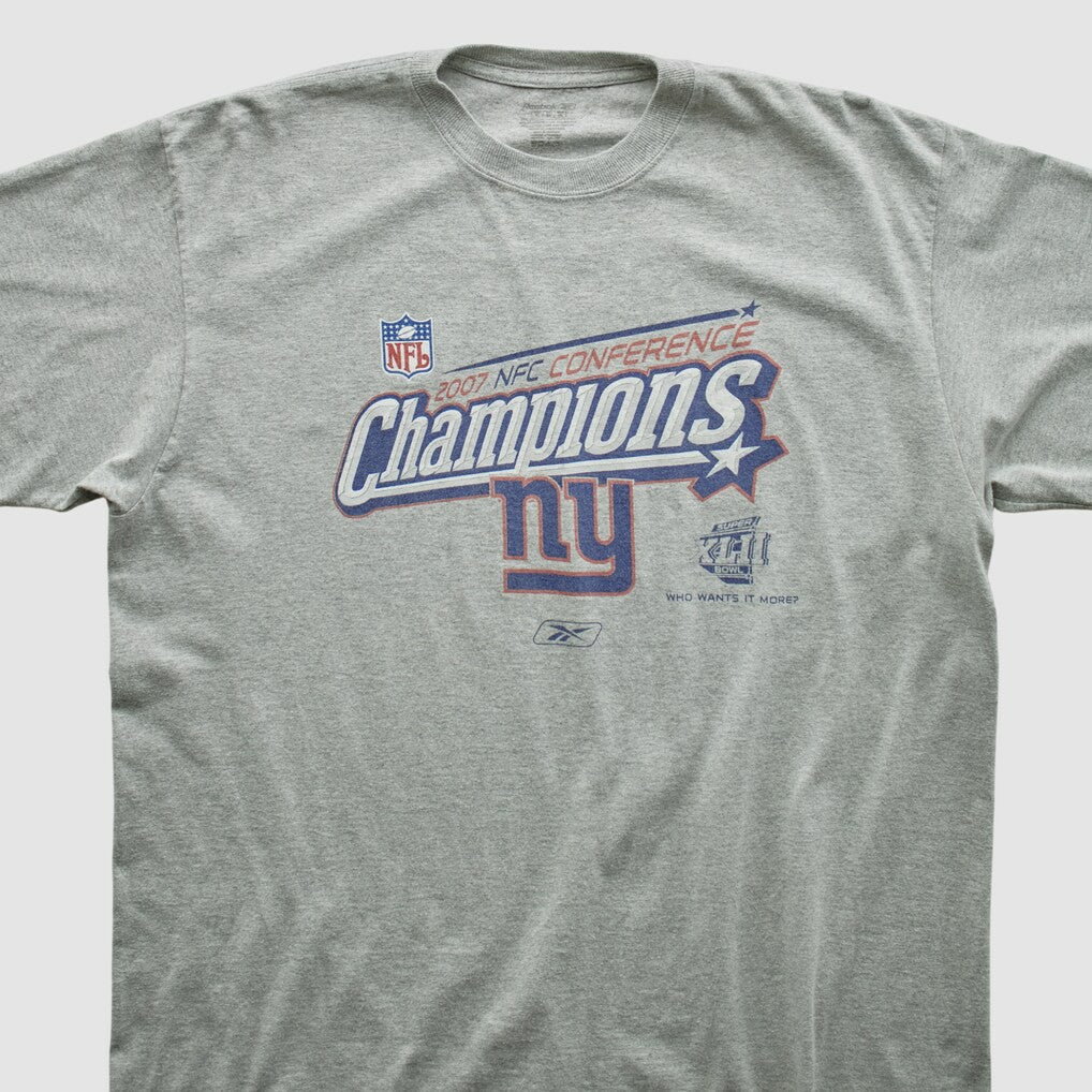 New York Giants Reebok 2007 T-shirt Heather Gray Vintage | Fanatics