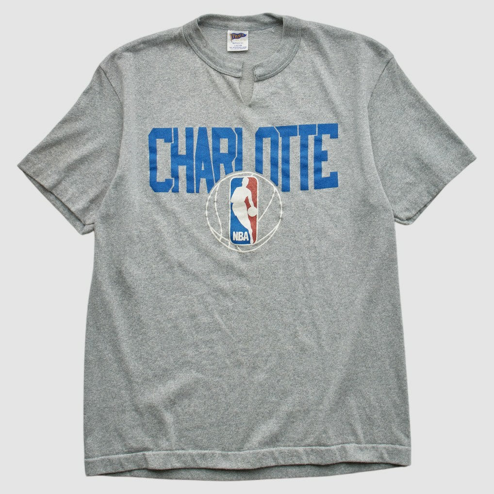 Charlotte Hornets Trench 90s T-shirt Heather Gray Vintage - NBA