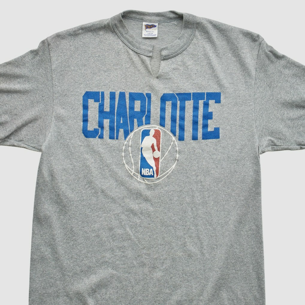Charlotte Hornets Trench 90s T-shirt Heather Gray Vintage - NBA