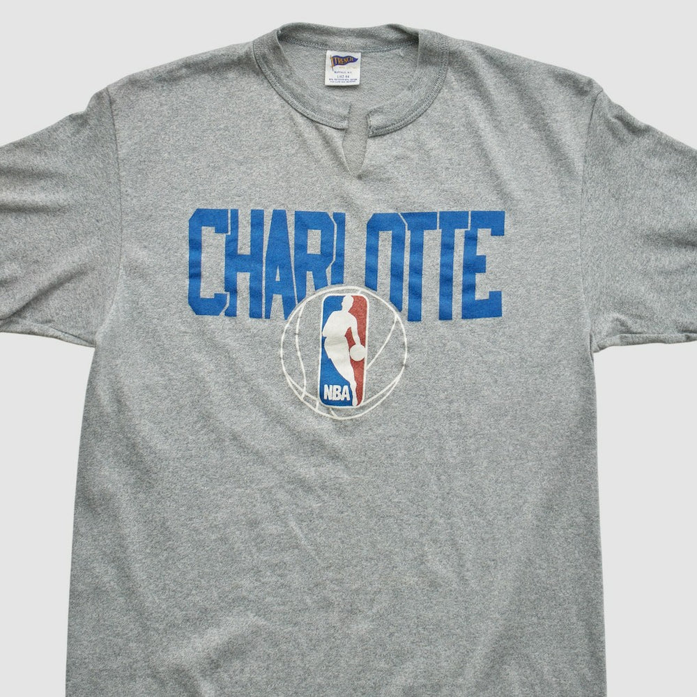 Charlotte Hornets Trench 90s T-shirt Heather Gray Vintage - NBA