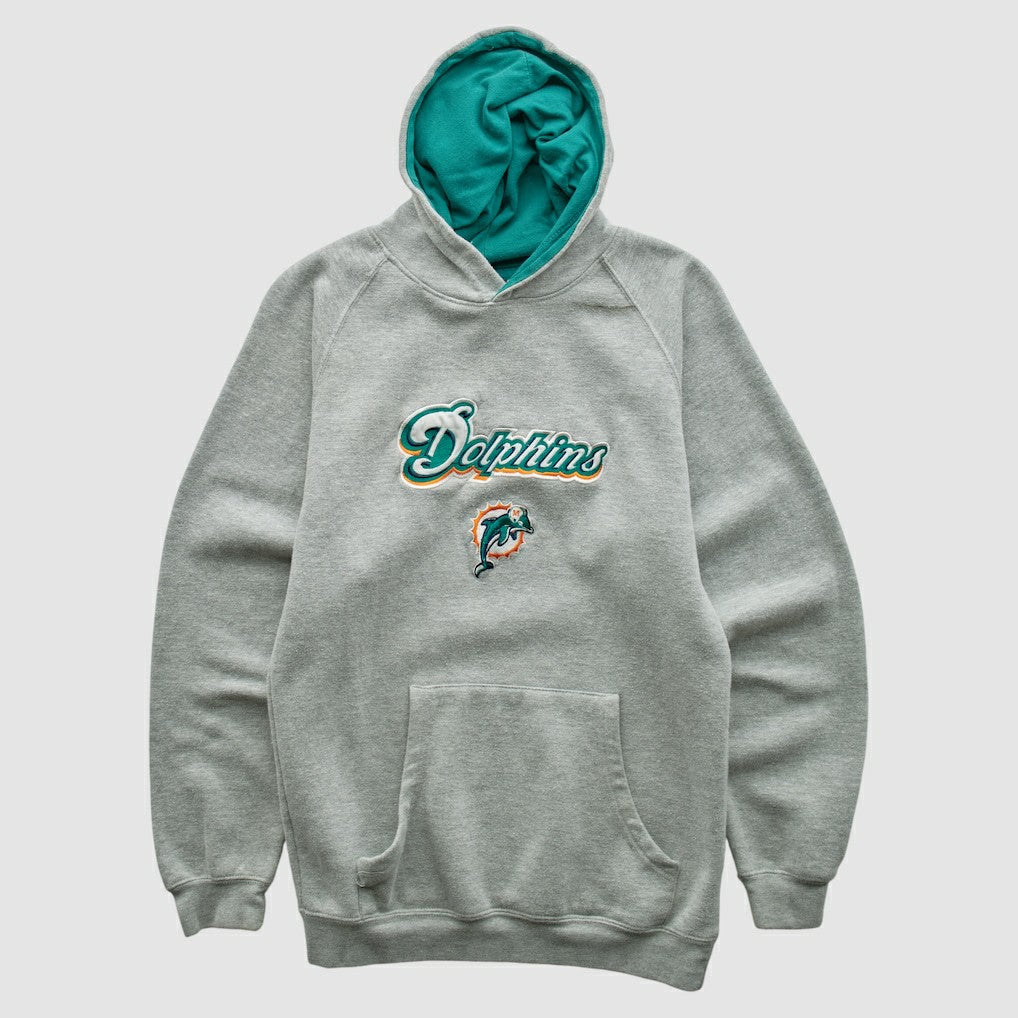 Miami Dolphins NFL 2000s Hooded Pullover Sweatshirt Heather Gray Vintage | Fanatics