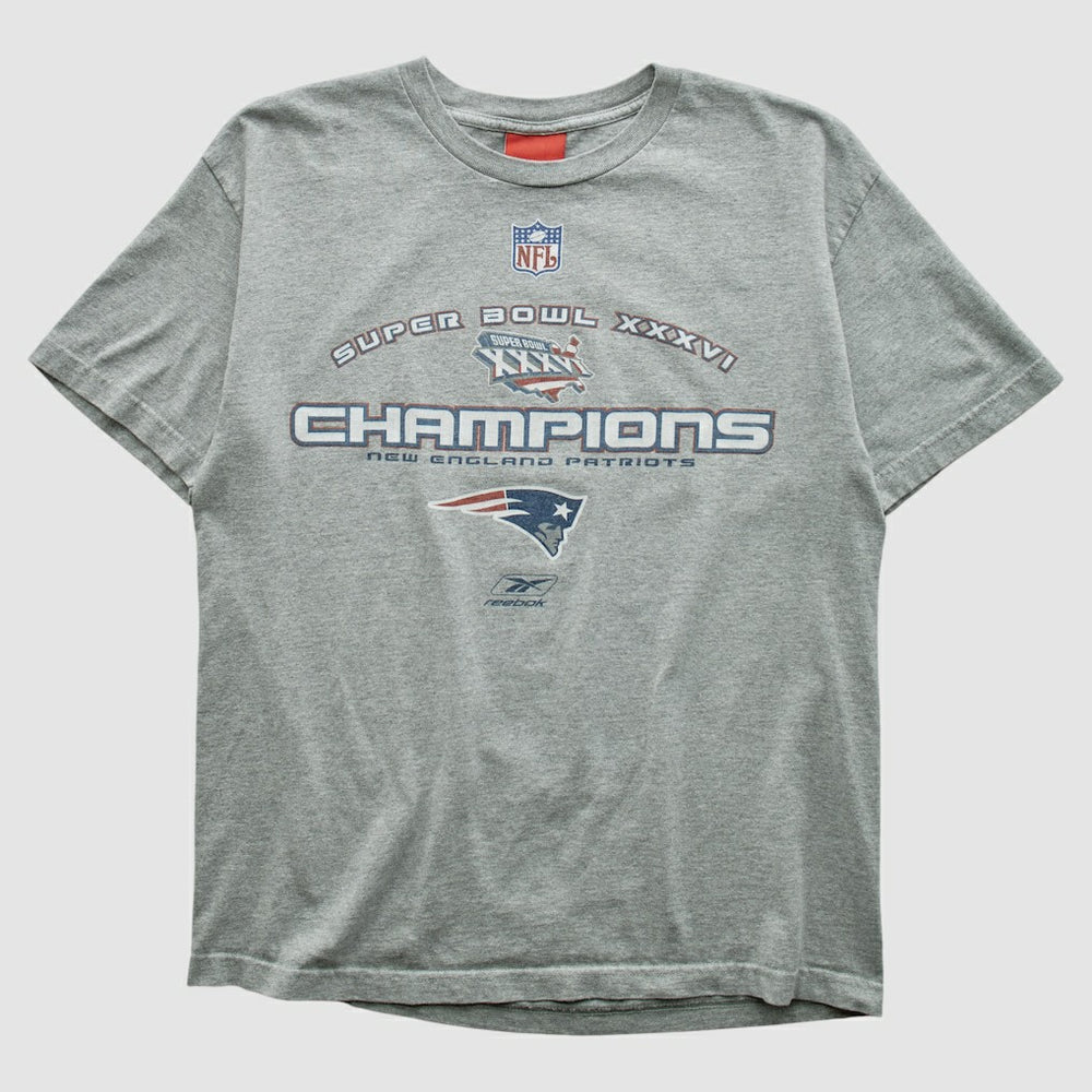 New England Patriots Reebok 2002 T-shirt Heather Gray Vintage | Fanatics