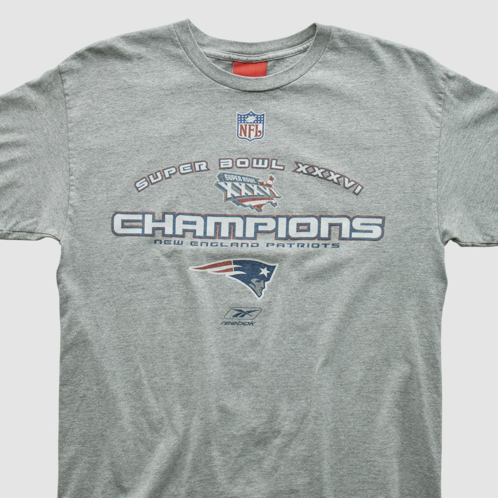 New England Patriots Reebok 2002 T-shirt Heather Gray Vintage | Fanatics