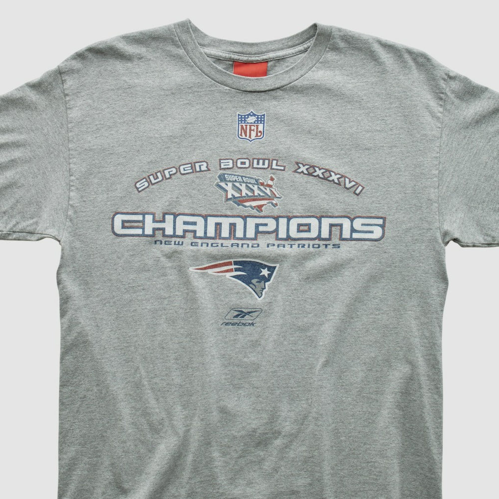 New England Patriots Reebok 2002 T-shirt Heather Gray Vintage | Fanatics