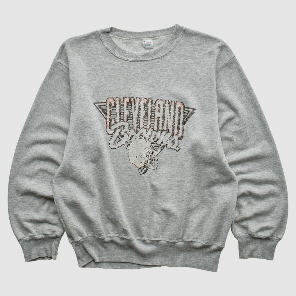 Cleveland Browns Champion 90s Pullover Sweatshirt Heather Gray Vintage | Fanatics
