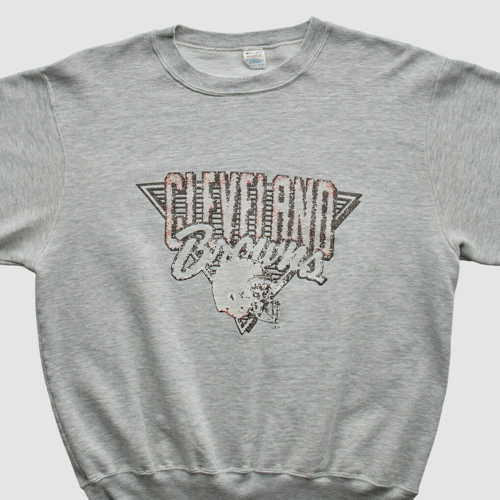 Cleveland Browns Champion 90s Pullover Sweatshirt Heather Gray Vintage | Fanatics