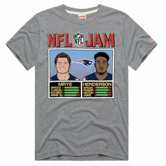 Drake Maye & TreVeyon Henderson New England Patriots Homage Unisex NFL Jam Tri-Blend T-Shirt Gray | NFL