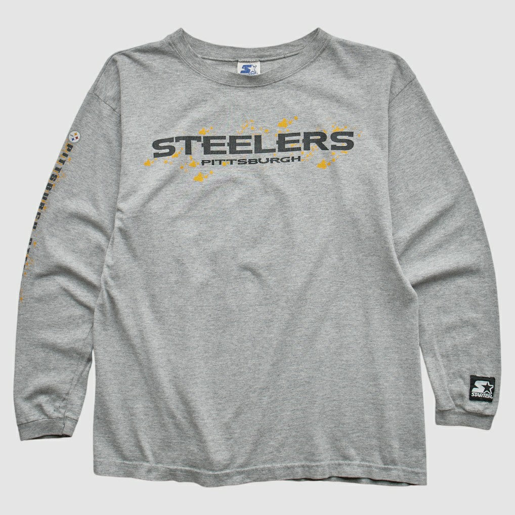 Pittsburgh Steelers Starter 90s Long Sleeve T-shirt Heather Gray Vintage | Fanatics