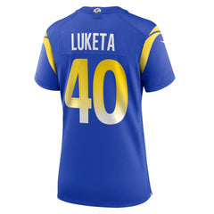 Jesse Luketa Los Angeles Rams Women's Team Game Jersey Royal | Nike for Sale