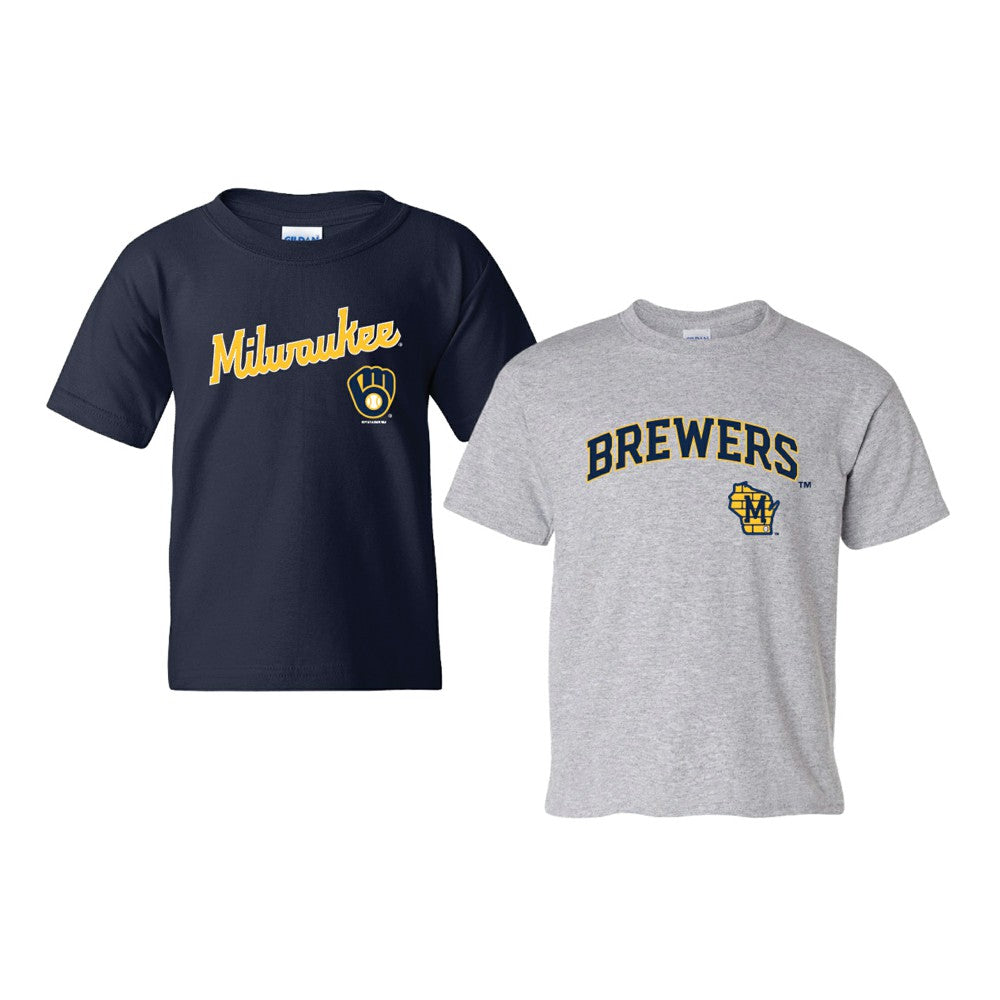 Milwaukee Brewers Soft as a Grape Youth 2-Pack Logo T-Shirt Set - MLB