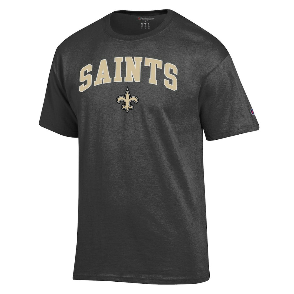 New Orleans Saints Champion Arch Over Logo T-Shirt Heather Charcoal | NFL