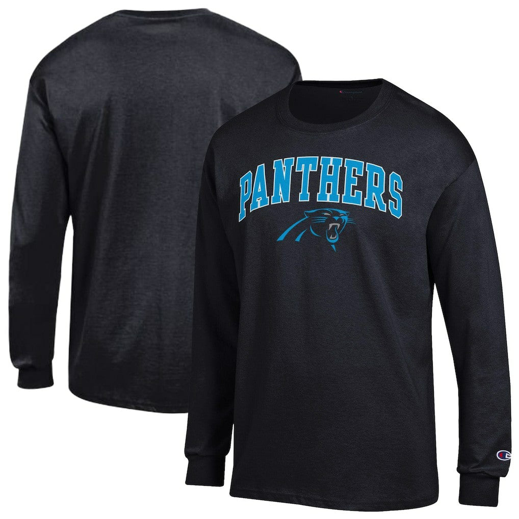 Carolina Panthers Champion Arch Over Logo Long Sleeve T-Shirt Black | NFL