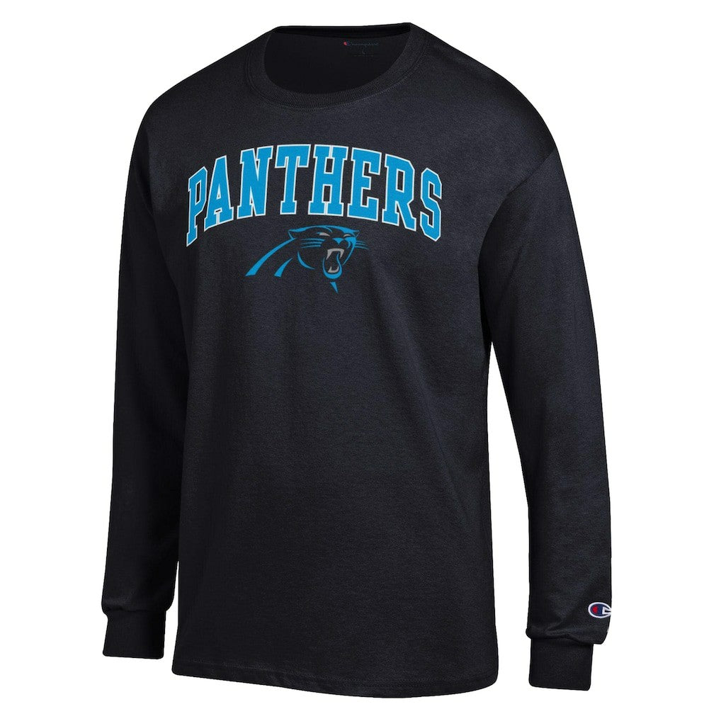 Carolina Panthers Champion Arch Over Logo Long Sleeve T-Shirt Black | NFL