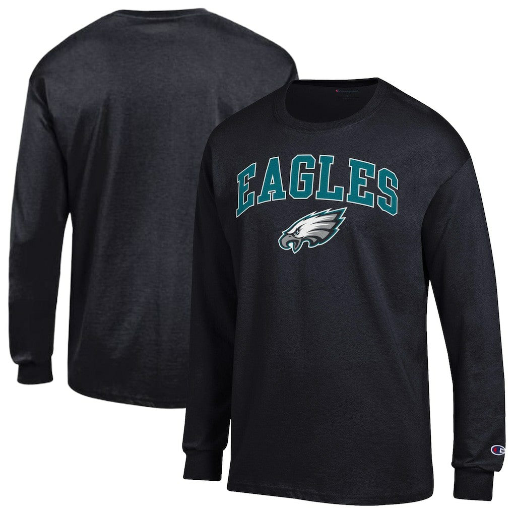 Philadelphia Eagles Champion Arch Over Logo Long Sleeve T-Shirt Black | NFL