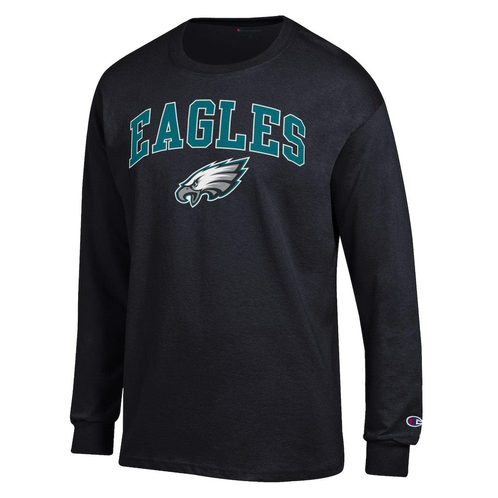 Philadelphia Eagles Champion Arch Over Logo Long Sleeve T-Shirt Black | NFL