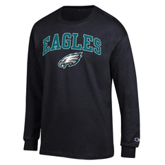 Philadelphia Eagles Champion Arch Over Logo Long Sleeve T-Shirt Black | NFL