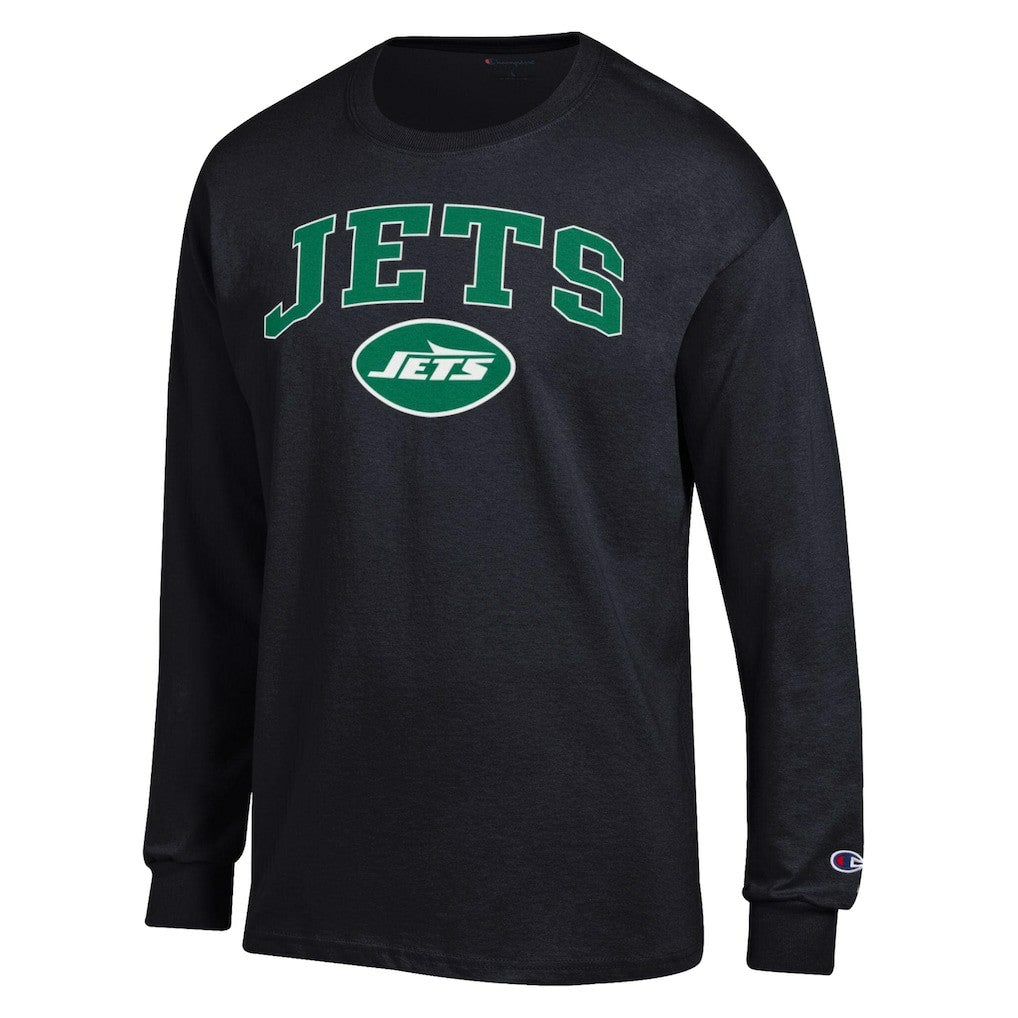 New York Jets Champion Arch Over Logo Long Sleeve T-Shirt Black | NFL
