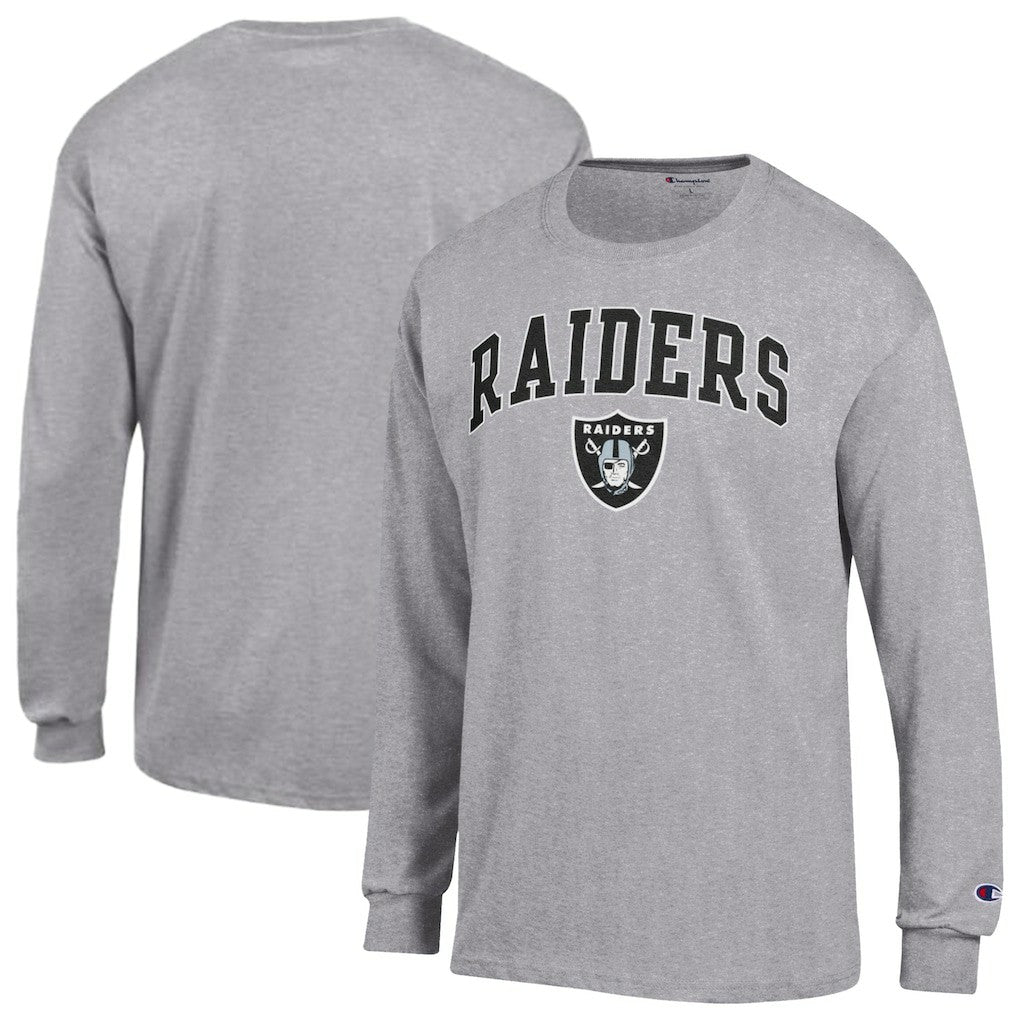 Las Vegas Raiders Champion Arch Over Logo Long Sleeve T-Shirt Gray | NFL