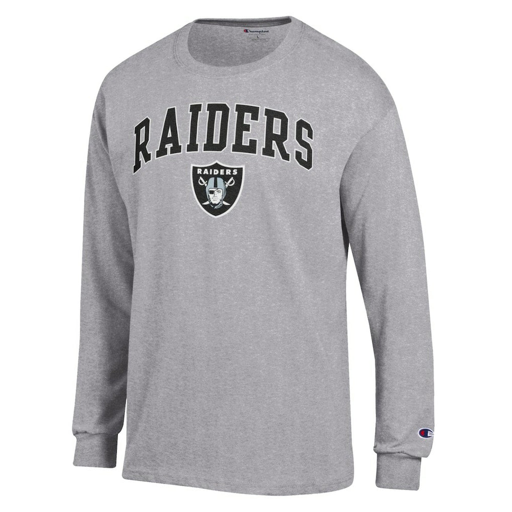 Las Vegas Raiders Champion Arch Over Logo Long Sleeve T-Shirt Gray | NFL