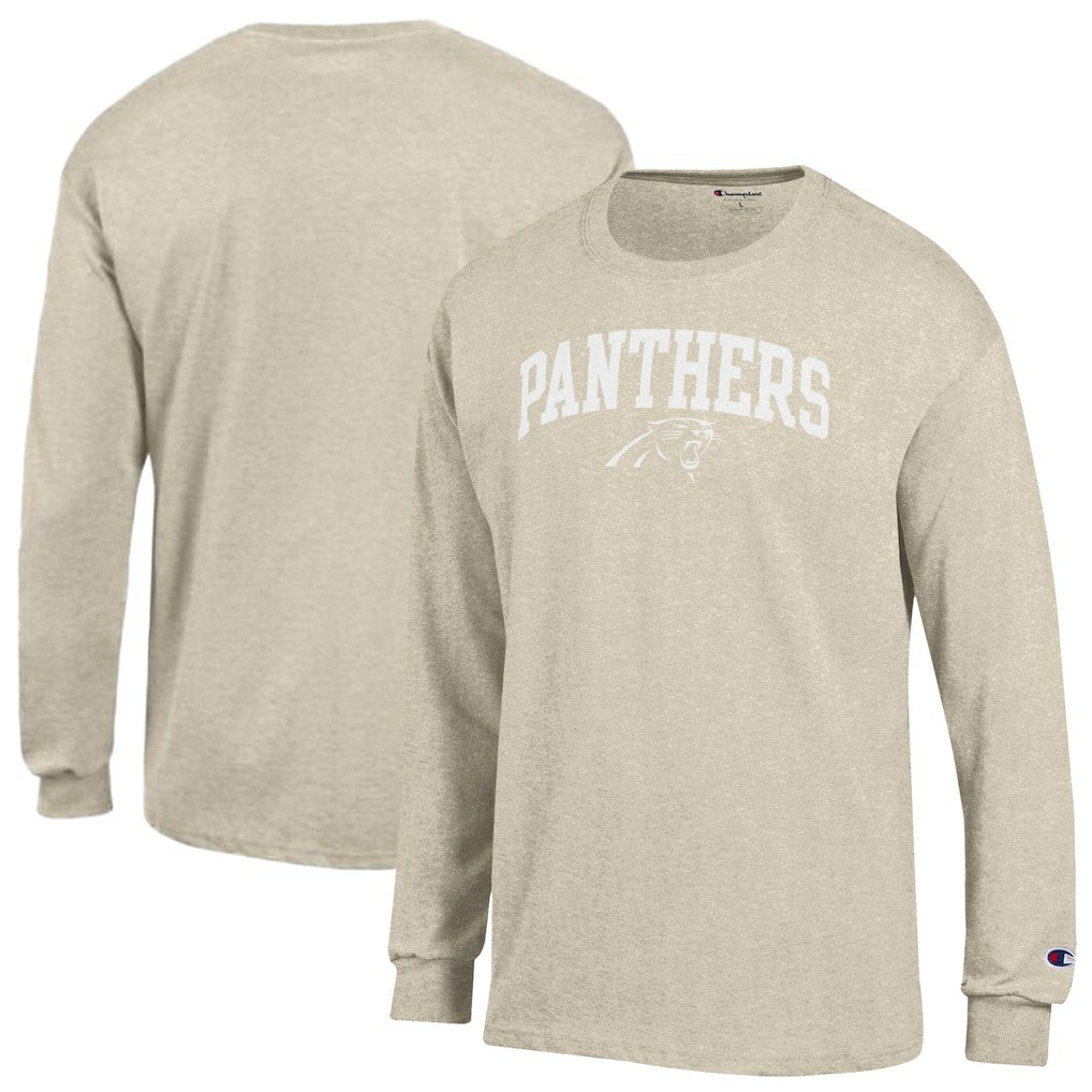 Carolina Panthers Champion White Ink Jersey Long Sleeve T-Shirt Oatmeal | NFL