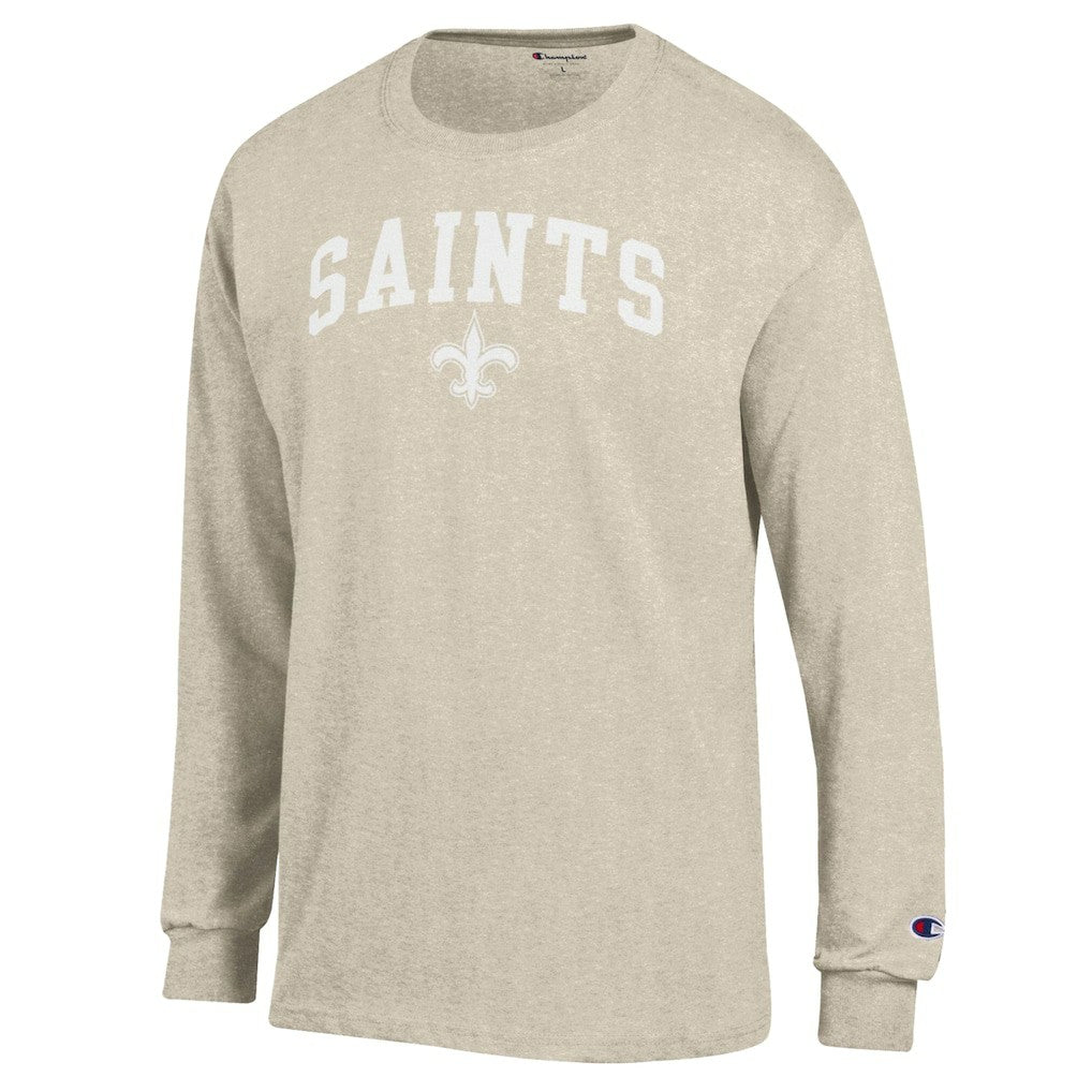 New Orleans Saints Champion White Ink Jersey Long Sleeve T-Shirt Oatmeal | NFL