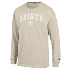 New Orleans Saints Champion White Ink Jersey Long Sleeve T-Shirt Oatmeal | NFL