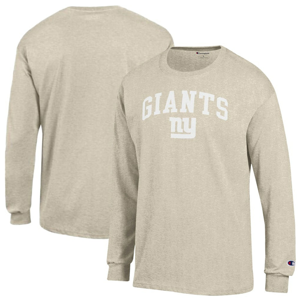 New York Giants Champion White Ink Jersey Long Sleeve T-Shirt Oatmeal | NFL