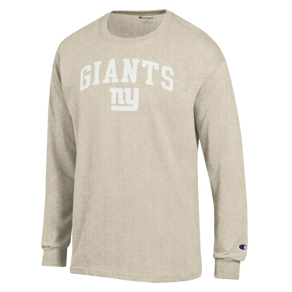 New York Giants Champion White Ink Jersey Long Sleeve T-Shirt Oatmeal | NFL