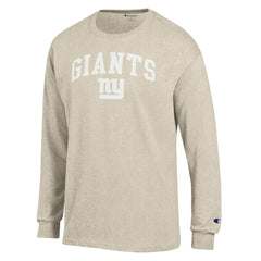 New York Giants Champion White Ink Jersey Long Sleeve T-Shirt Oatmeal | NFL