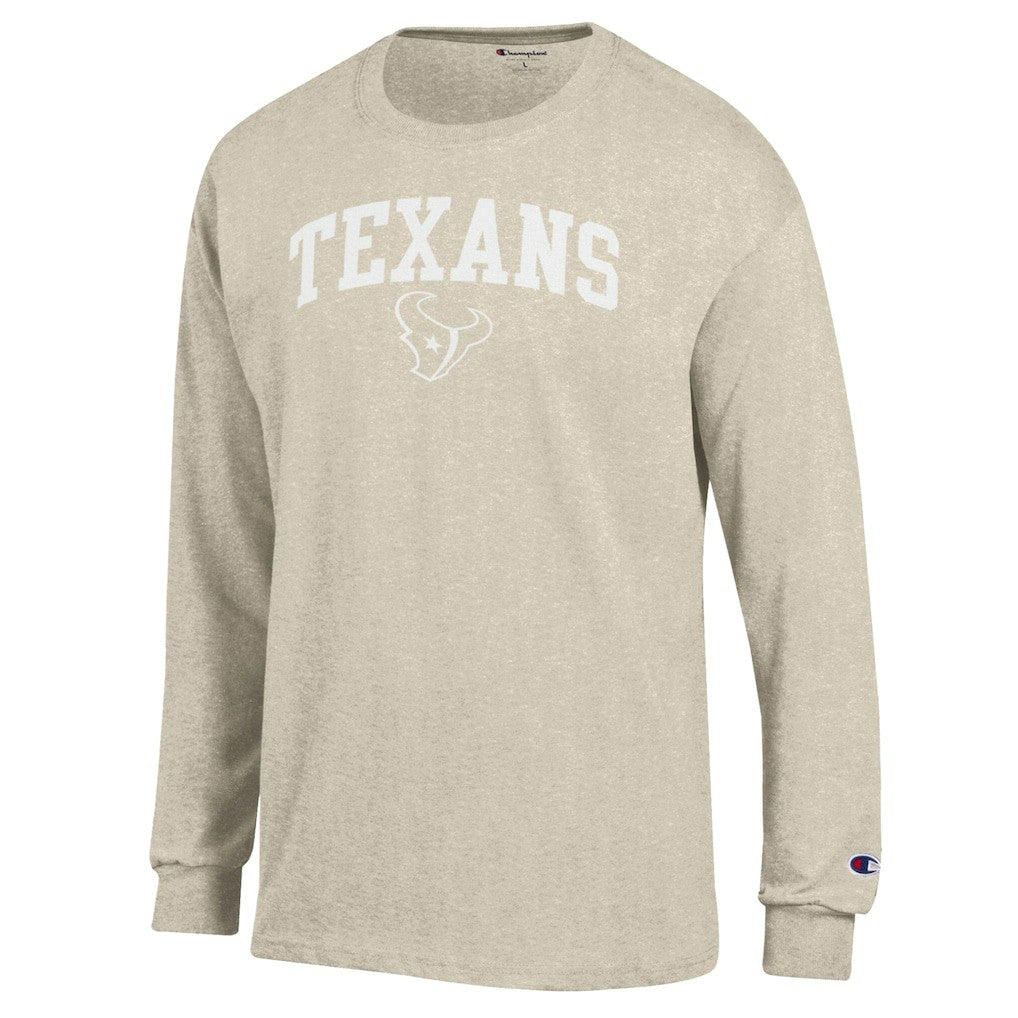 Houston Texans Champion White Ink Jersey Long Sleeve T-Shirt Oatmeal | NFL