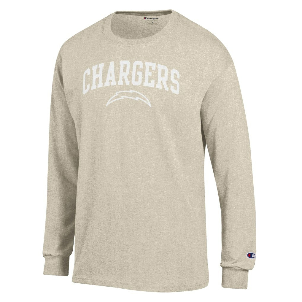 Los Angeles Chargers Champion White Ink Jersey Long Sleeve T-Shirt Oatmeal | NFL