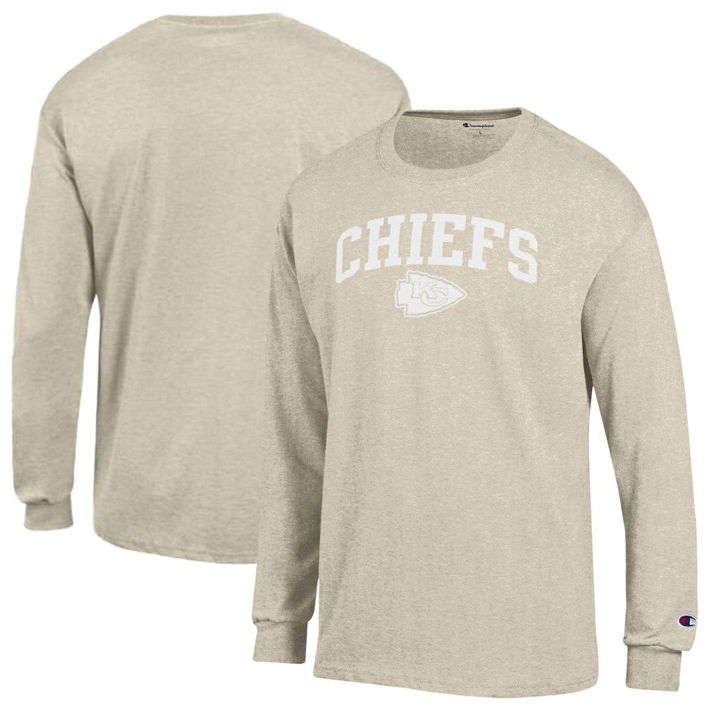 Kansas City Chiefs Champion White Ink Jersey Long Sleeve T-Shirt Oatmeal | NFL