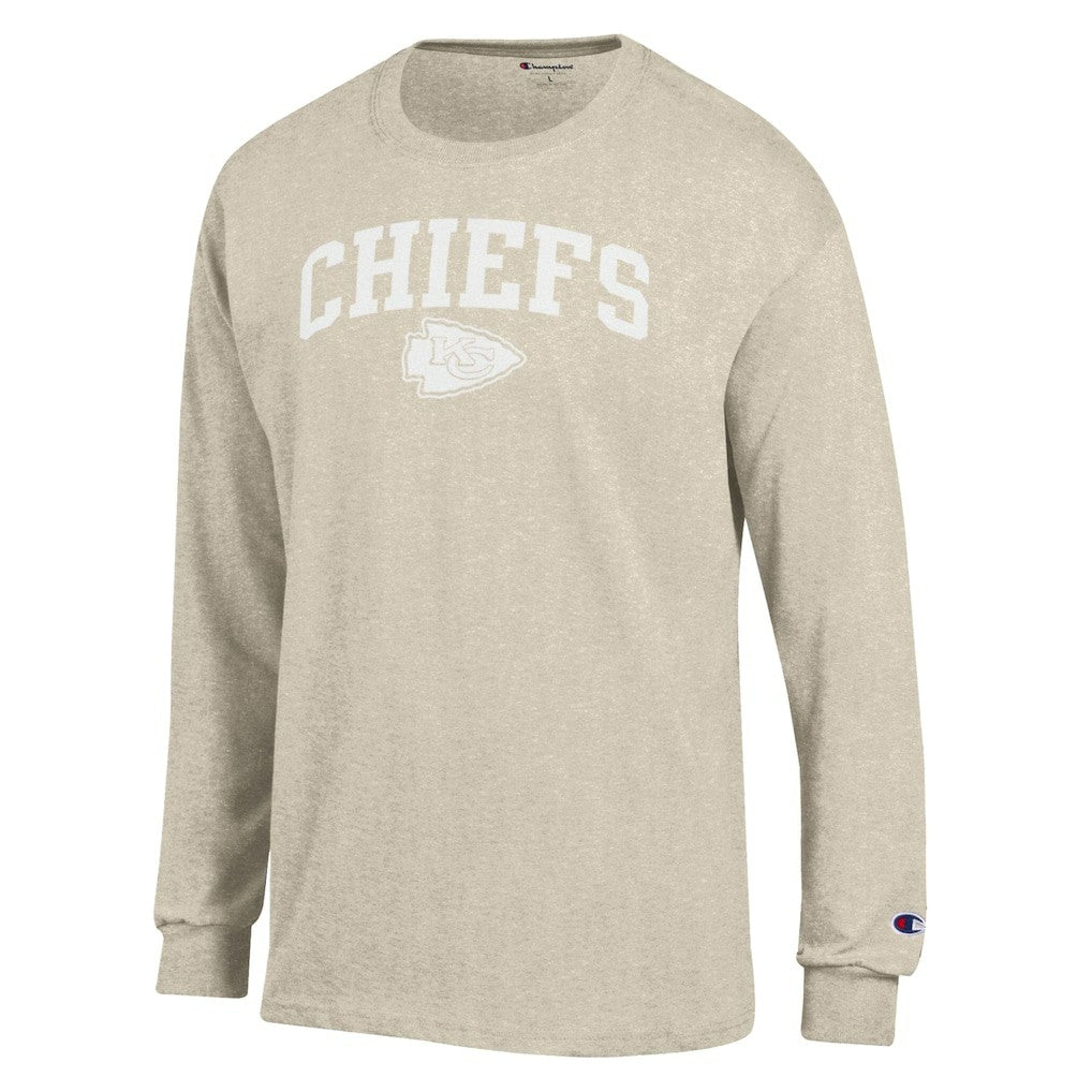 Kansas City Chiefs Champion White Ink Jersey Long Sleeve T-Shirt Oatmeal | NFL