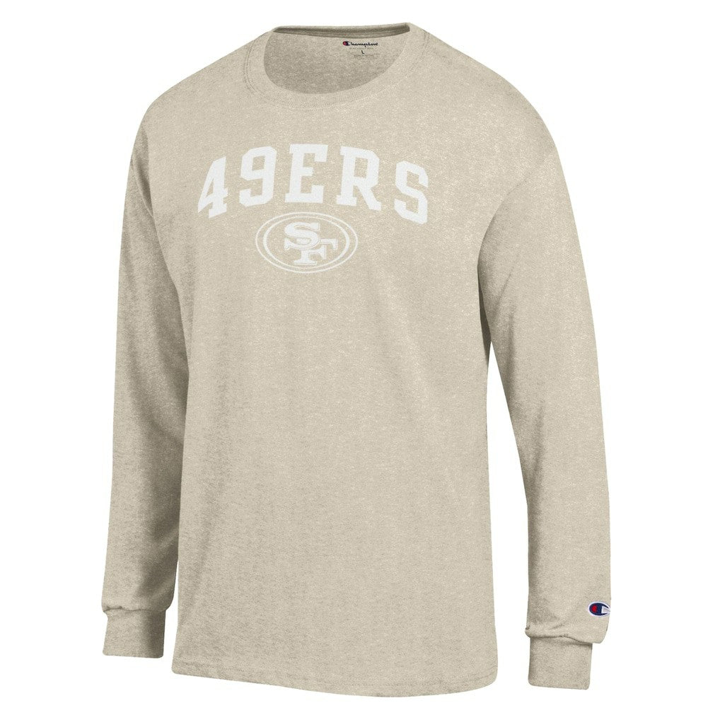 San Francisco 49ers Champion White Ink Jersey Long Sleeve T-Shirt Oatmeal | NFL