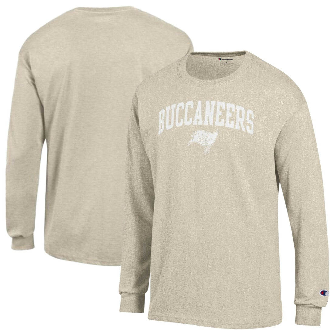 Tampa Bay Buccaneers Champion White Ink Jersey Long Sleeve T-Shirt Oatmeal | NFL