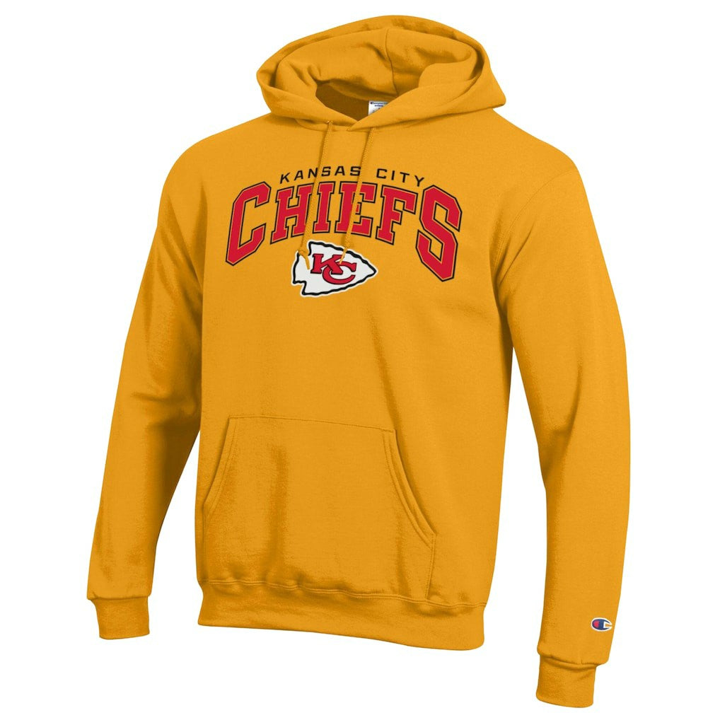 Kansas City Chiefs Champion Powerblend Arch over Logo Hoodie Gold | NFL