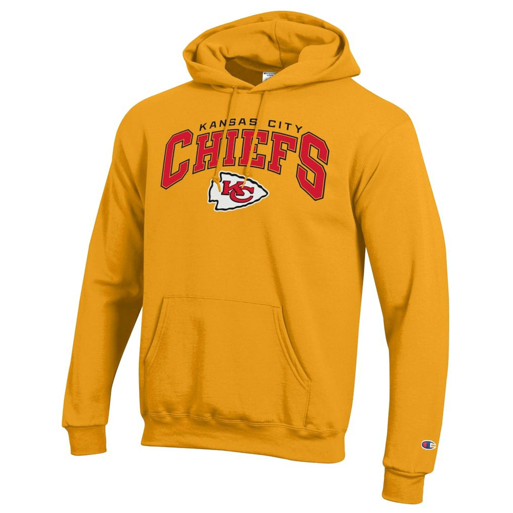 Kansas City Chiefs Champion Powerblend Arch over Logo Hoodie Gold | NFL